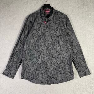 AXIST‎ Men's XXL Black Paisley Stretch Button-Up Long Sleeve Dress Shirt